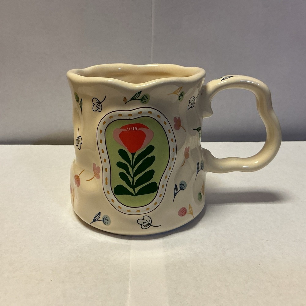 Hand painted Floral Porcelain Coffee Mug 12.8 fl oz